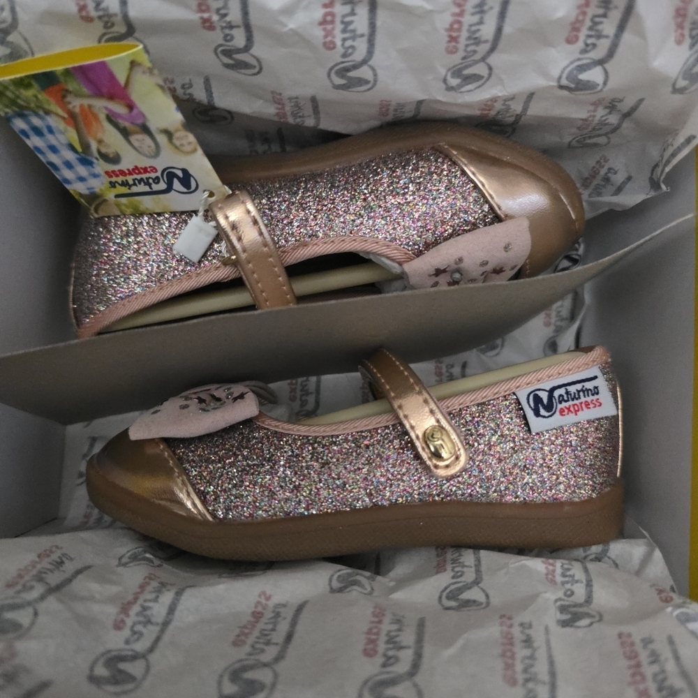 Glittery Gold Kids Dress Shoes